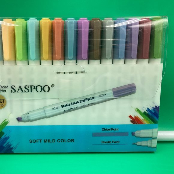 Saspoo Pastel Double Ended Highlighter 15 Ct. Soft Mild Color - Picture 2 of 4